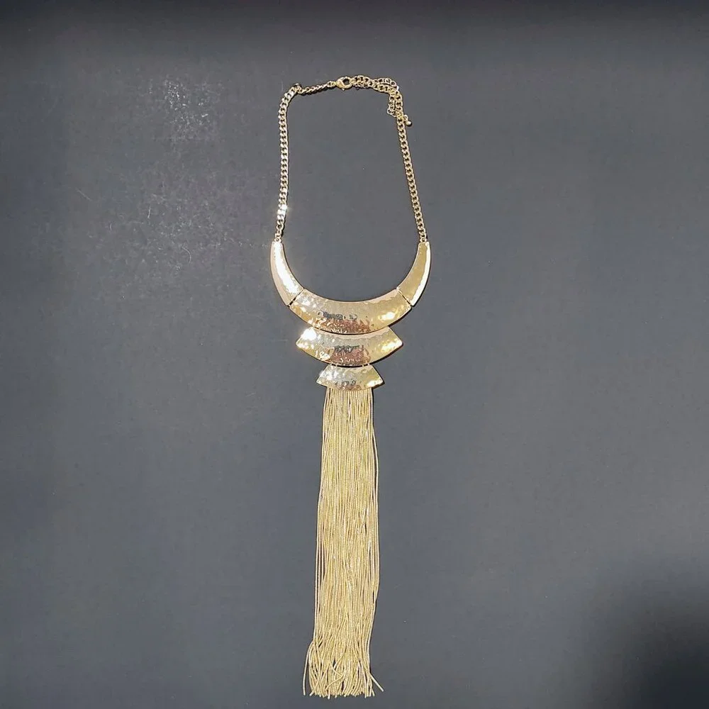 Women's White House Black‎ Market Hammered Tassel Silver Necklace